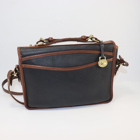 Vintage Dooney & Bourke Black and Tan Pebbled Leather Satchel - Picture 2 of 8